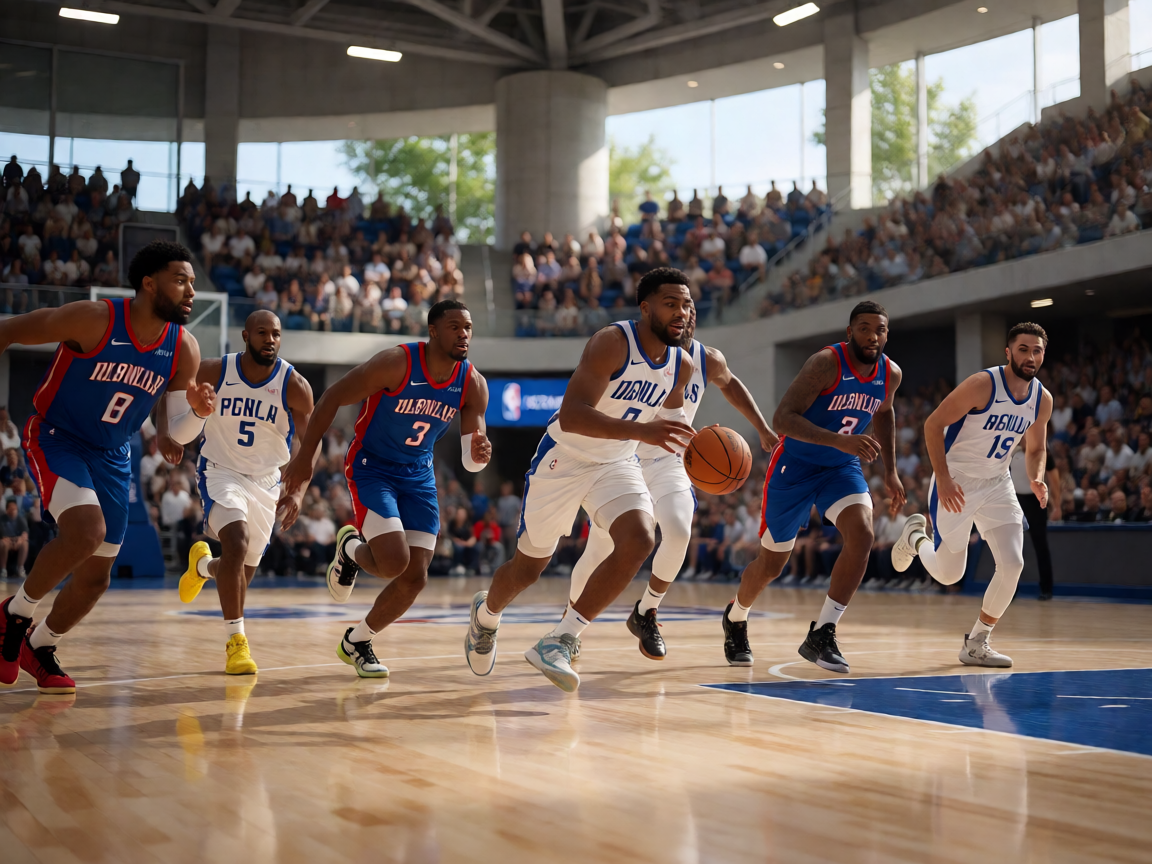 NBA比赛快攻场景